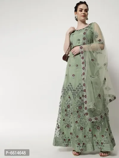 Blue Net Embroidered Ethnic Gowns For Women