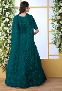 Green Net Embroidered Ethnic Gowns For Women-thumb2