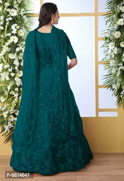 Green Net Embroidered Ethnic Gowns For Women-thumb3