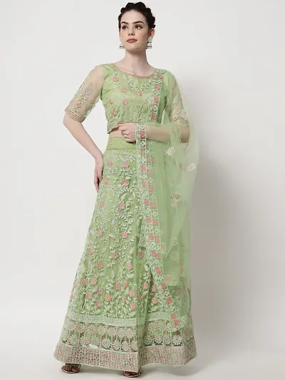 Stylish Butterfly Net Cording Work Round Neck Half Sleeves Gown With Dupatta Set