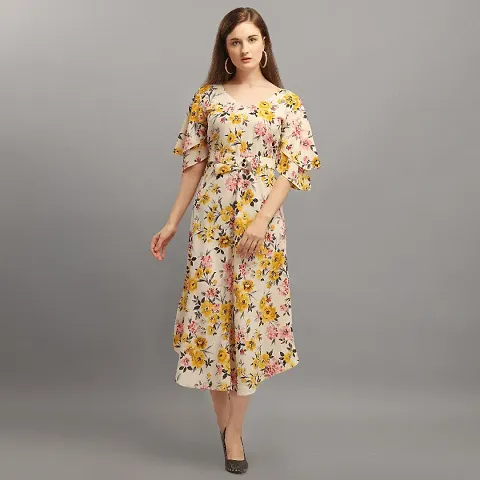 Fancy Floral Flared Maxi Dress For Women