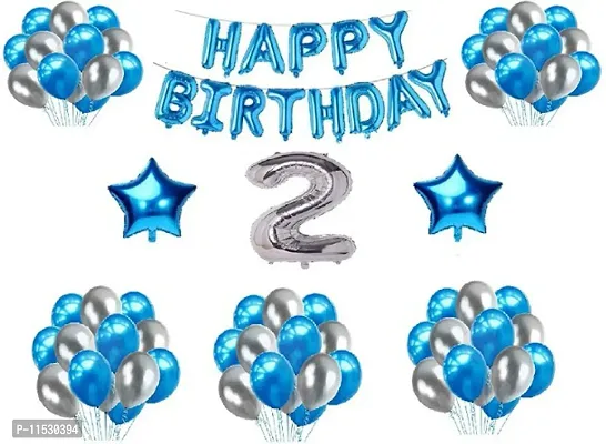 Premium Quality 2nd Happy Birthday Decoration Combo With Foil And Star Balloons-thumb0