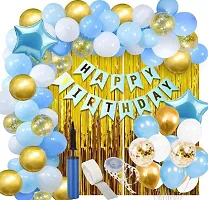 Blue And White Happy Birthday Decorations Set Of Banner And Balloons-thumb1