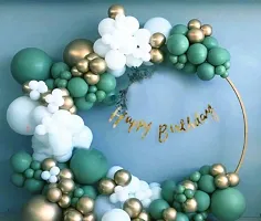 Birthday Decoration Combo Of Gold Birthday Banner And Metallic Balloons And Balloon pump-thumb1