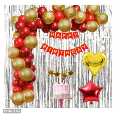 Jolly Party Golden  Red Happy Birthday Decoration Combo (PACK OF 65)