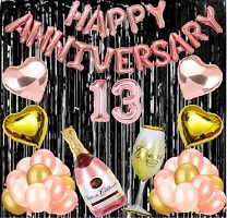 13 No Rose Gold Foil Balloons With Happy Anniversary Decoration Items Set-thumb1