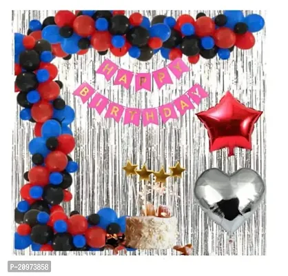 Jolly Party Blue ,Red Black theme Happy Birthday (PACK OF 65)-thumb0