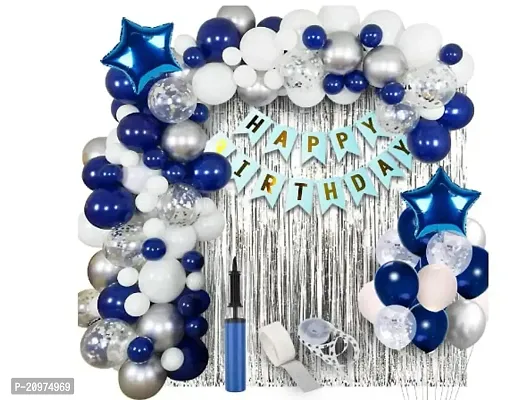 Jolly Party Happy Birthday Balloons Decorations combo of Banner Foil Balloons (PACK OF - 62Pcs )