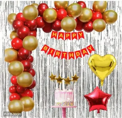 Premium Quality Birthday Decoration Set Kit Of Banner, Curtains And Balloons