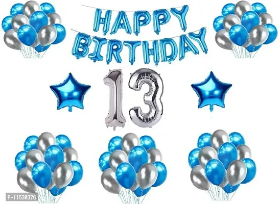 Premium Quality 13th Happy Birthday Decoration Combo With Foil And Star Balloons-thumb0