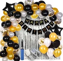 Happy Birthday Balloons Decorations Combo Of Banner, Foil And Metallic Balloons-thumb1