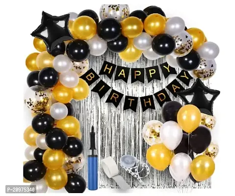 Jolly Party Happy Birthday Balloons Decorations combo of Banner Foil Balloons (PACK OF - 63Pcs )