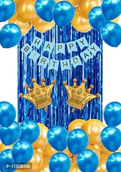 Blue And Golden Stylish Happy Birthday Decoration Combo Kit -Pack Of 24 Pieces-thumb0