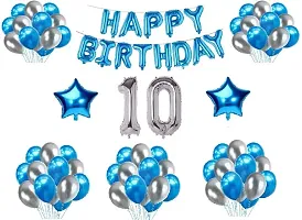 Premium Quality 10th Happy Birthday Decoration Combo With Foil And Star Balloons-thumb1