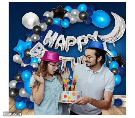 Jolly Party Blue Happy Birthday Decoration Combo - 47pcs SET Birthday / Anniversary / Engagement / Baby Shower / Farewell / Any Special Event Theme Party Decoration (Pack of 47pc)-thumb3