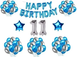 Premium Quality 11th Happy Birthday Decoration Combo With Foil And Star Balloons-thumb1