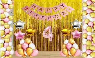 Premium Quality Number 4 Rose Gold theme Happy Birthday Decoration Items Set-thumb1