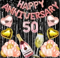 50 No Rose Gold Foil Balloons With Happy Anniversary Decoration Items Set-thumb1