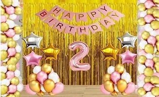 Premium Quality Number 2 Rose Gold theme Happy Birthday Decoration Items Set-thumb1