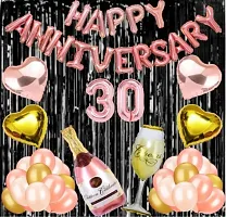 30 No Rose Gold Foil Balloons With Happy Anniversary Decoration Items Set-thumb1