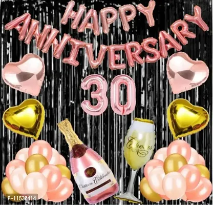 30 No Rose Gold Foil Balloons With Happy Anniversary Decoration Items Set-thumb2