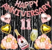 11 No Rose Gold Foil Balloons With Happy Anniversary Decoration Items Set-thumb1
