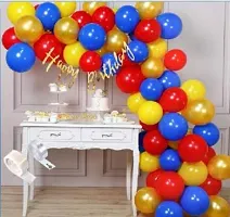 Premium Quality Golden Cursive Happy Birthday Banner And Multicoloured Balloons-thumb1