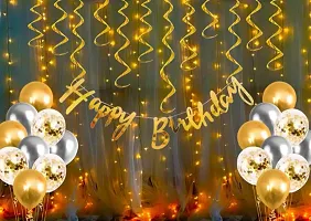 Happy Birthday Decoration Kit Combo With Fairy Led Light -Pack Of 37 Pieces-thumb1