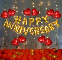 Red And Golden Happy Anniversary Decorations Set Of Metallic Balloons-thumb1