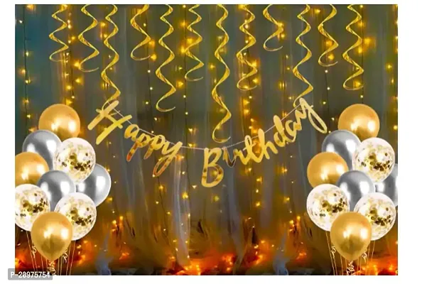 Jolly Party Happy Birthday Decoration Kit Combo With Fairy Led Light 37pcs Set Banner-thumb0