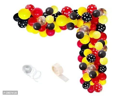 Jolly Party Pack Red Black Yellow Balloon + Polka Dot Balloon Birthday / Anniversary / Engagement / Baby Shower / Farewell / Any Special Event Theme Party Decoration(PACK OF 92)