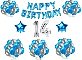 Premium Quality 14th Happy Birthday Decoration Combo With Foil And Star Balloons-thumb1