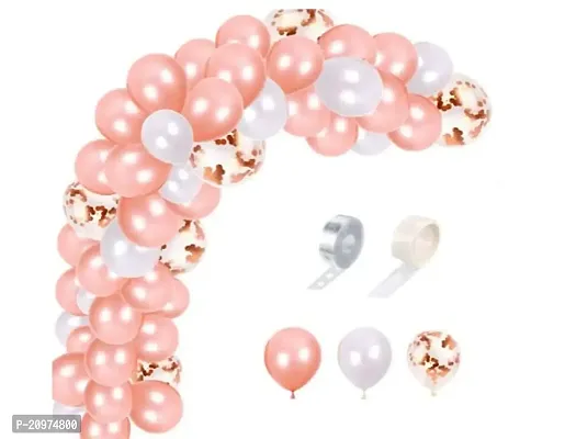 Jolly Party ROSE GOLD WHITE Balloon Combo for Birthday / Anniversary / Engagement / Baby Shower / Farewell