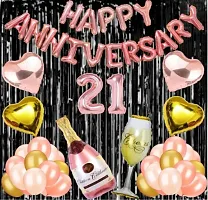 21 No Rose Gold Foil Balloons With Happy Anniversary Decoration Items Set-thumb1