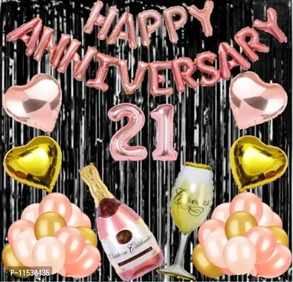 21 No Rose Gold Foil Balloons With Happy Anniversary Decoration Items Set-thumb2