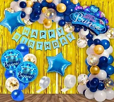 Happy Birthday Decoration Set Of Banner, Curtain Metallic Confetti Balloons-thumb1