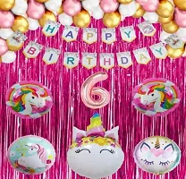 Premium Quality 6th Happy Birthday Decoration Combo With Unicorn Foil Balloon-thumb1