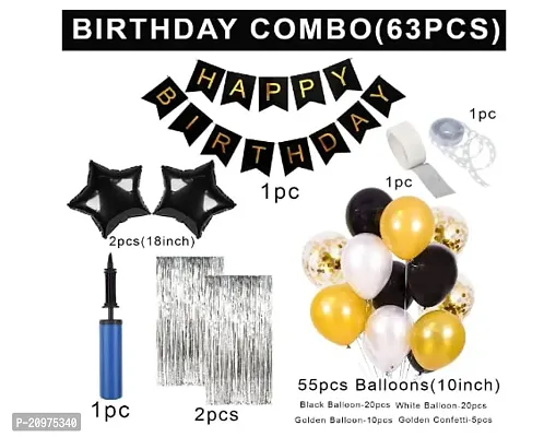 Jolly Party Happy Birthday Balloons Decorations combo of Banner Foil Balloons (PACK OF - 63Pcs )-thumb2