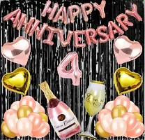 4 No Rose Gold Foil Balloons With Happy Anniversary Decoration Items Set-thumb1