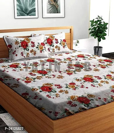 Comfortable Cotton Printed Double Bedsheet with Pillow Covers-thumb0