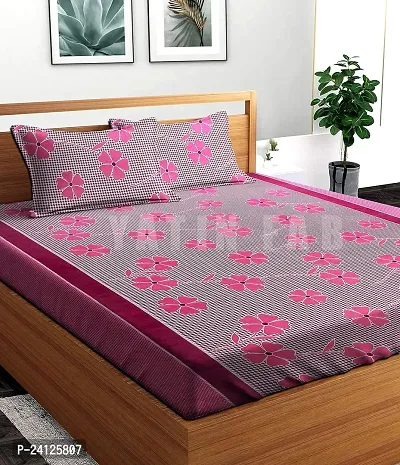 Comfortable Cotton Printed Double Bedsheet with Pillow Covers-thumb0