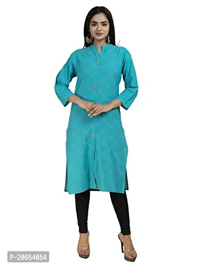 AUR Dekho Women Print Pure Cotton Kurti (Colour - Dark Green Check)