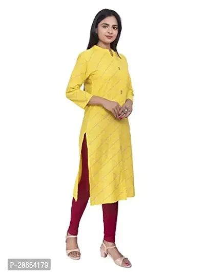 AUR Dekho Women Print Pure Cotton Kurti (Colour - Yellow)-thumb2