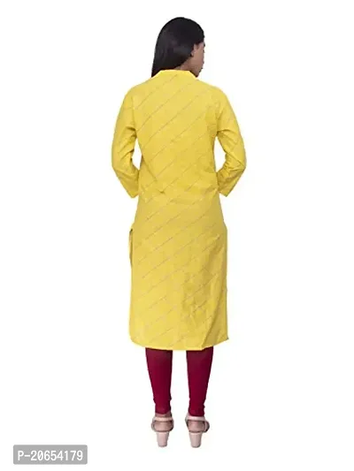 AUR Dekho Women Print Pure Cotton Kurti (Colour - Yellow)-thumb3