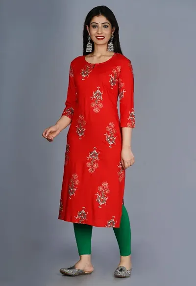 Festive Wear Rayon Printed Straight Kurta