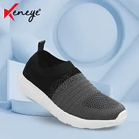 Keneye? Women's Sara02 Lightweight Athleisure Knitted Active Wear Slip-On Sneaker Shoes for Sports,Running,Walking,Gym  All Day Casual wear Black Grey-thumb1