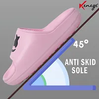 Keneye Women's Fashion Casual Slides Flip Flop Slipper Pink Purple Beige and White-thumb2
