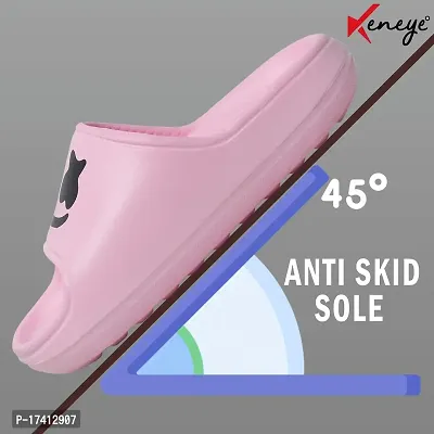 Keneye Women's Fashion Casual Slides Flip Flop Slipper Pink Purple Beige and White-thumb3