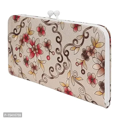 NUREV Vintage Bridal 3D Floral print Clutch PU-LEATHER Shining  Glittering material Hand Wallet/Clutch Purse-thumb4