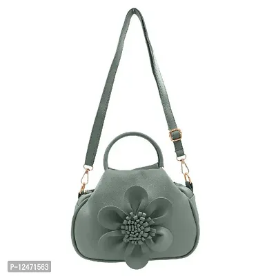 Stylish Matte Grey PU Leather Solid Handbags For Women